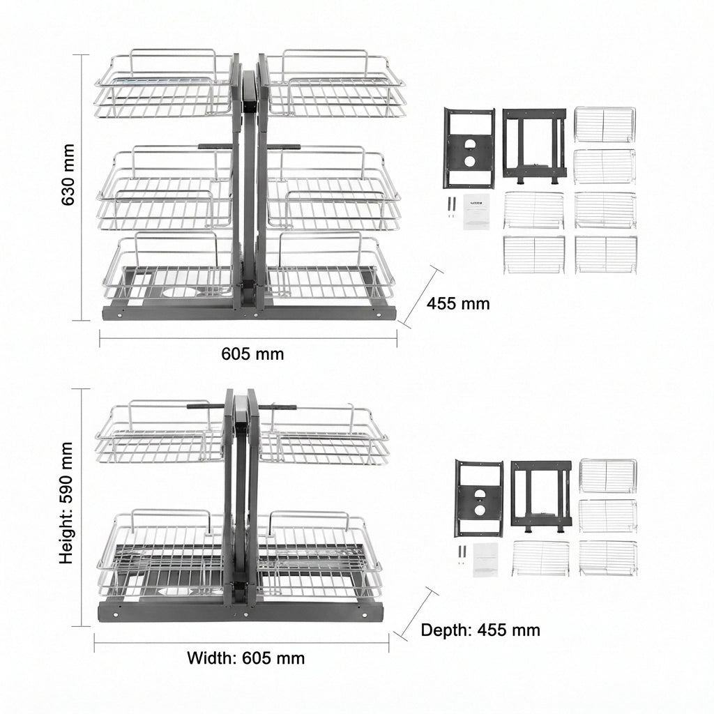 organisateur d'angle mort à 2/3 niveaux intérieur