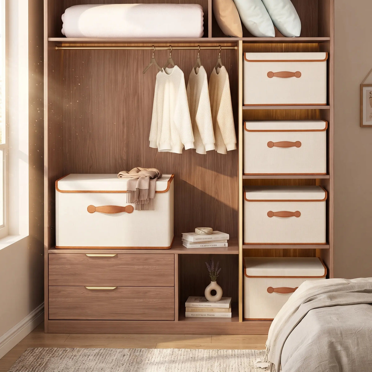 Boîte de rangement de vêtements avec couvercle