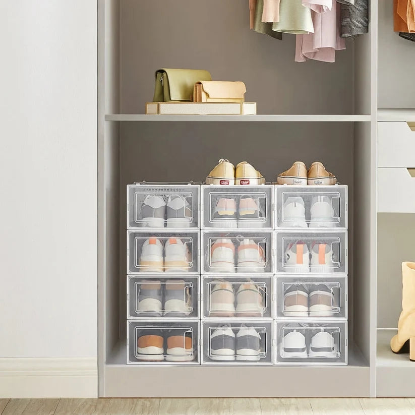 Lot de 12 boîtes à chaussures transparent 