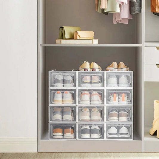 Lot de 12 boîtes à chaussures transparent 