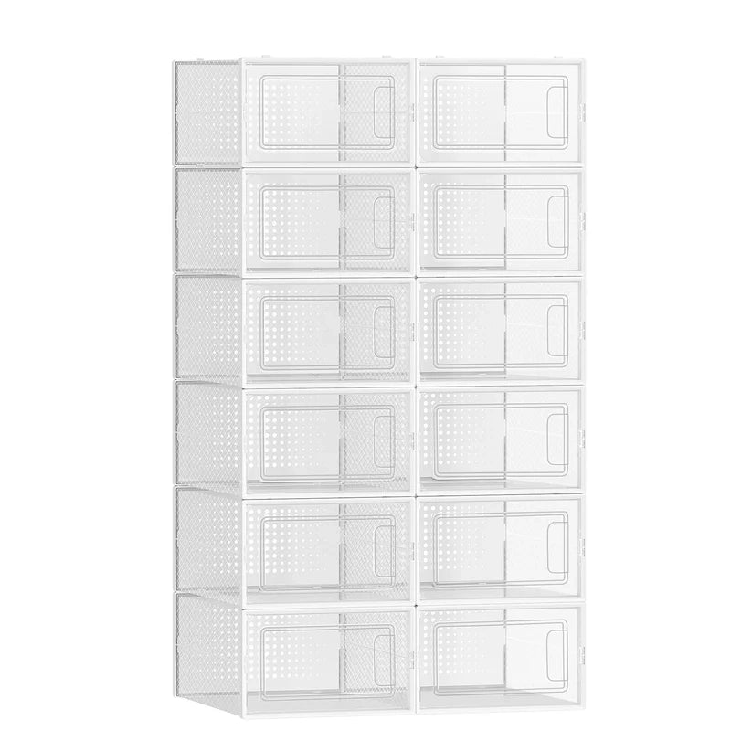 Lot de 12 boîtes à chaussures transparent blanc 