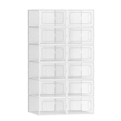 Lot de 12 boîtes à chaussures transparent blanc 