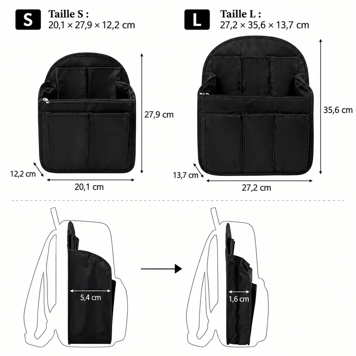 Organisateur sac à dos