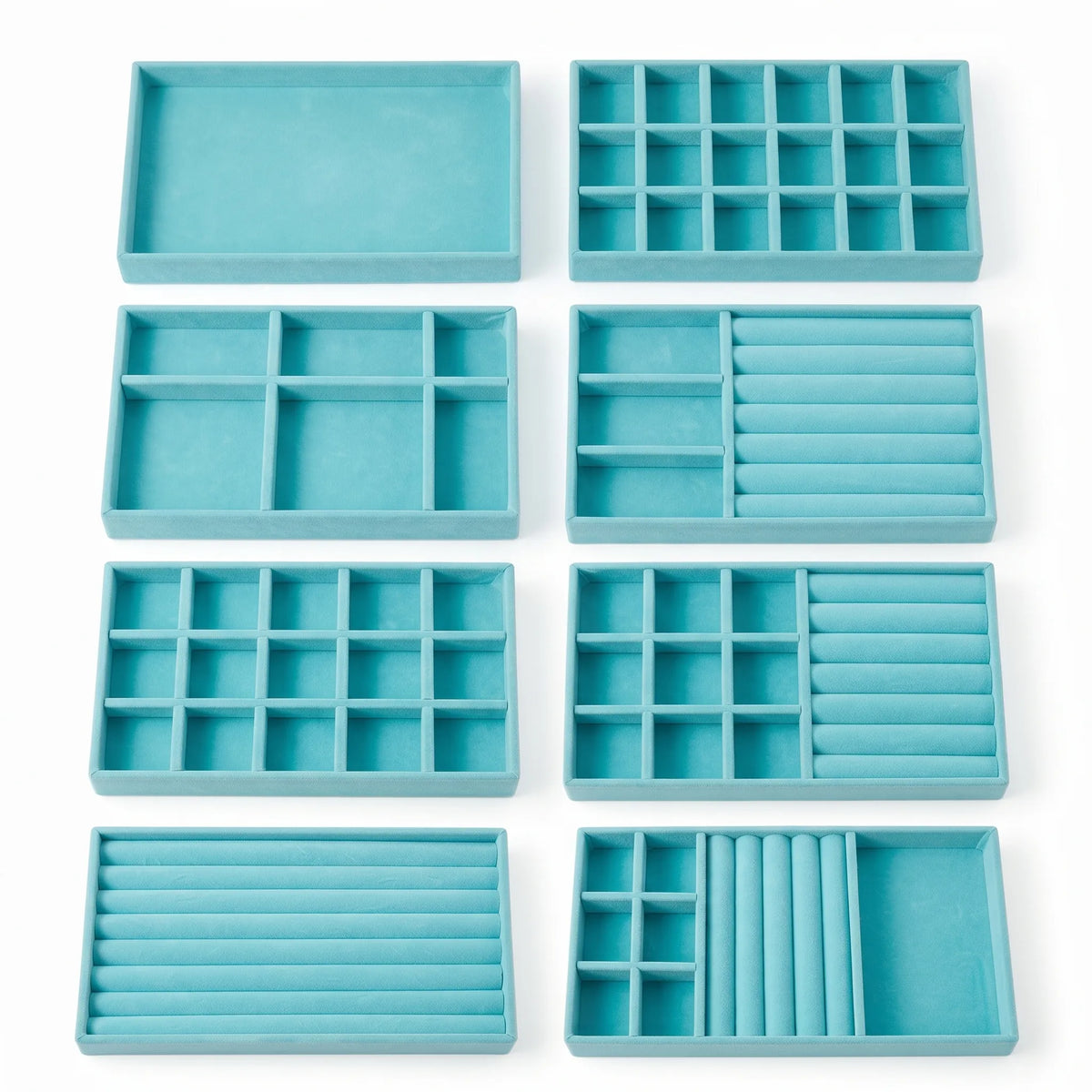 Plateau de rangement pour bijoux bleu clair 
