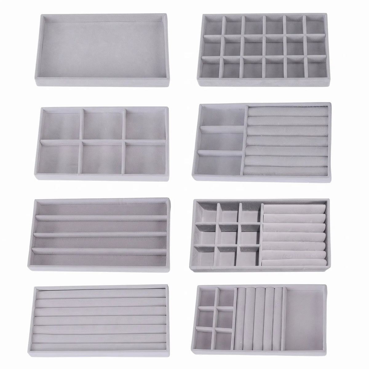 Plateau de rangement pour bijoux gris 