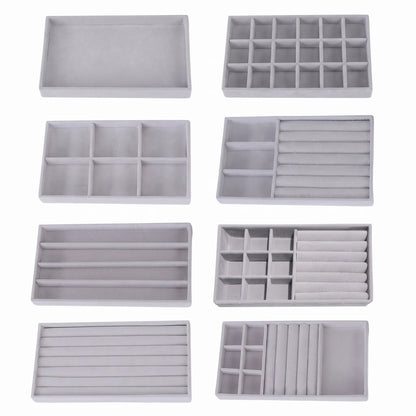 Plateau de rangement pour bijoux gris 