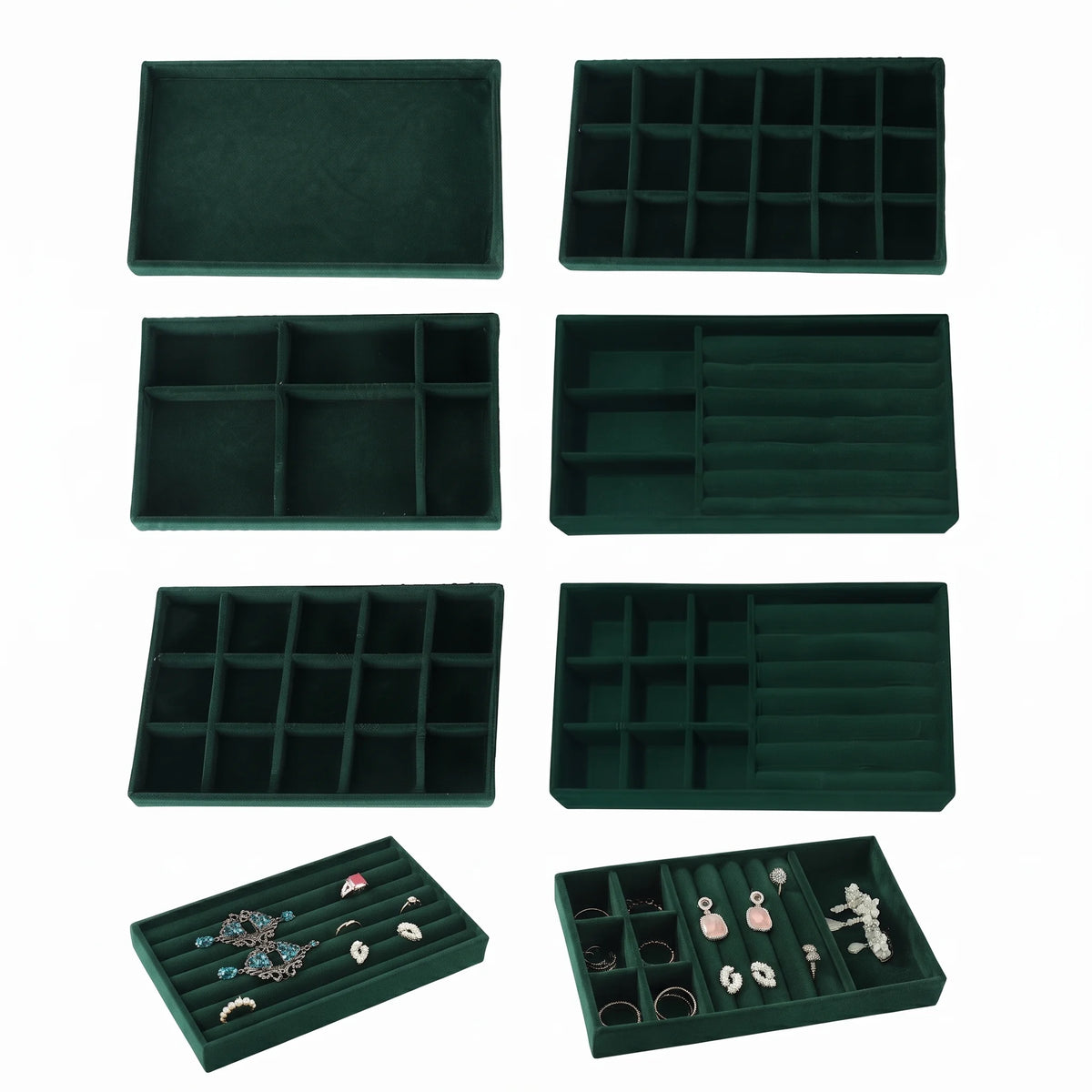 Plateau de rangement pour bijoux vert 