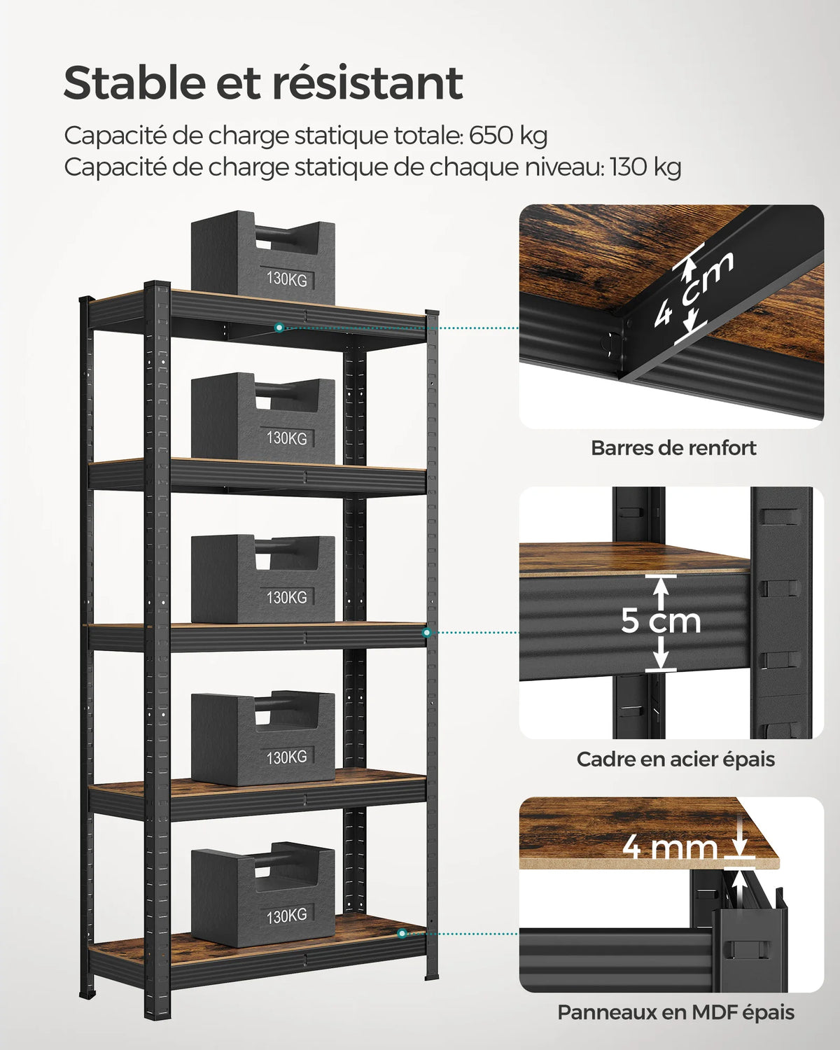 étagère de rangement à 5 niveaux