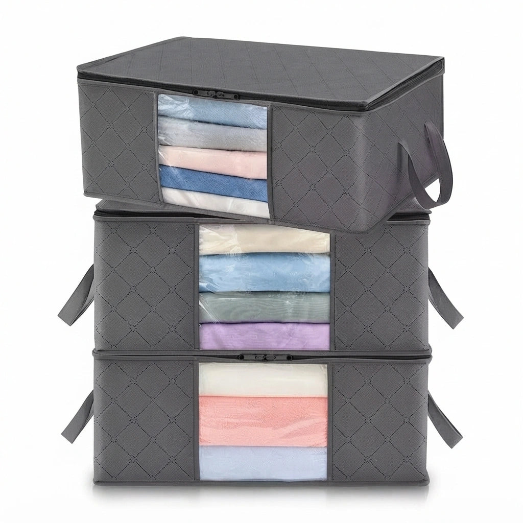Sac de rangement pour vêtements de grande capacité 3 pièce 90L