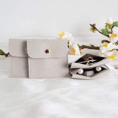 Sacs en velours pour bijoux gris