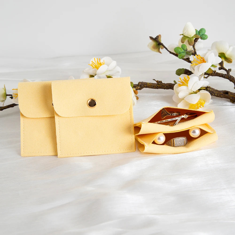 Sacs en velours pour bijoux jaune