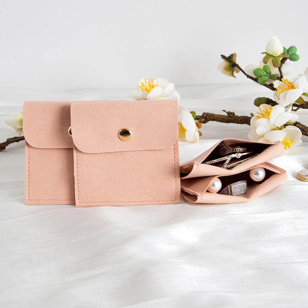 Sacs en velours pour bijoux rose