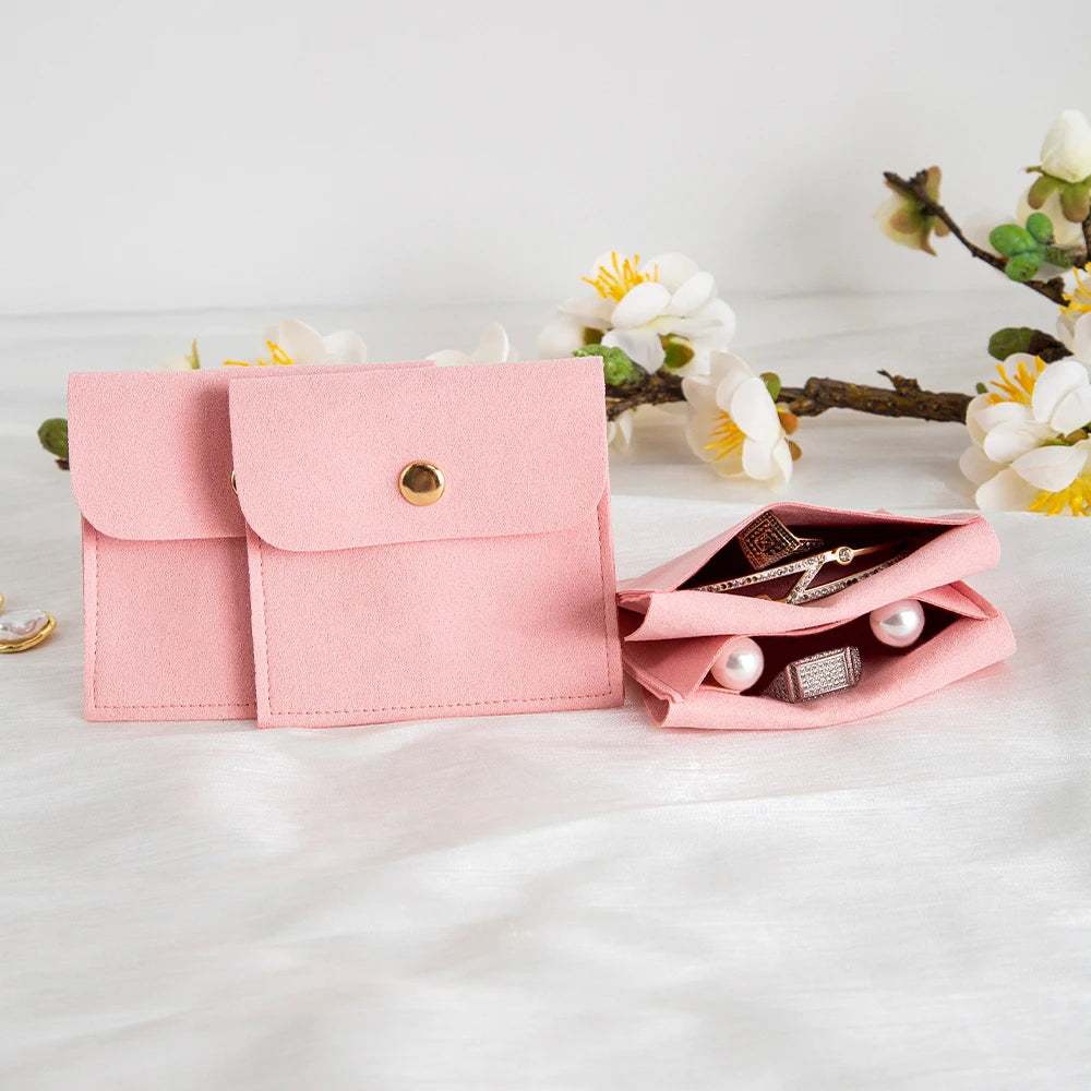 Sacs en velours pour bijoux rose clair 