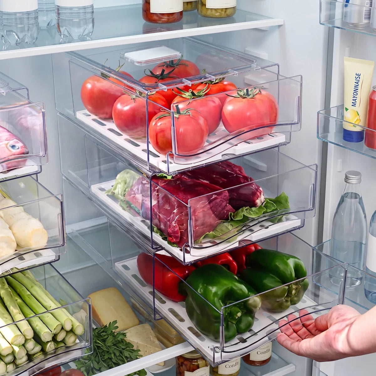 bacs de rangement réfrigérateur empilables