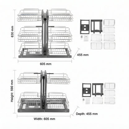 organisateur d'angle mort à 2/3 niveaux intérieur